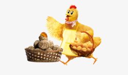 母鸡提着篮子鸡蛋素材