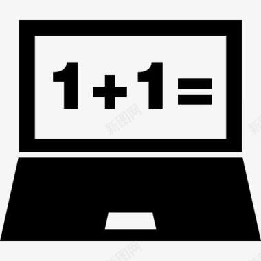 笔记本电脑和数学课图标图标