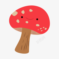 灰红色的卡通蘑菇矢量图素材