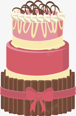 粉色蝴蝶结巧克力蛋糕矢量图素材