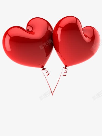 两个爱心气球png免抠素材_88icon https://88icon.com 图片 浪漫 素材 红色