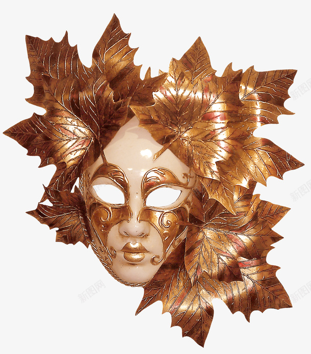 金色树叶装饰面具png免抠素材_88icon https://88icon.com 叶子 树叶面具 金色叶子 金色树叶 金色面具 面具