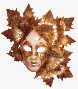 金色树叶装饰面具素材