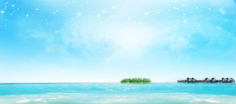 蓝天海滩背景psd_88icon https://88icon.com 摄影 星星 海报banner 海滩 蓝天 风景