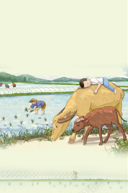 中国传统24节气谷雨公益海报背景
