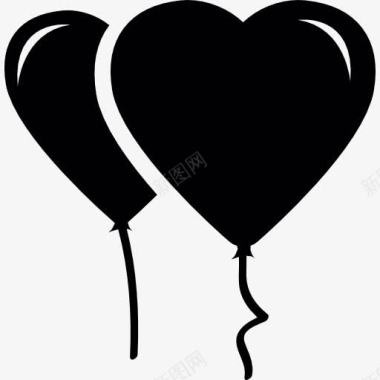 心的剪影两个心形的气球图标图标