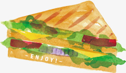 水彩三明治食物矢量图素材