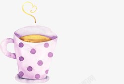 手绘紫色热气咖啡杯素材