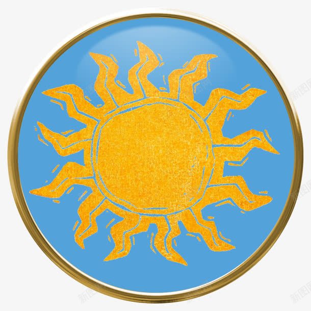 太阳图案蓝色圆形按钮png免抠素材_88icon https://88icon.com 圆形按钮 太阳 蓝色按钮
