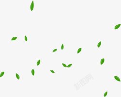 卡通漂浮树叶绿色美景素材