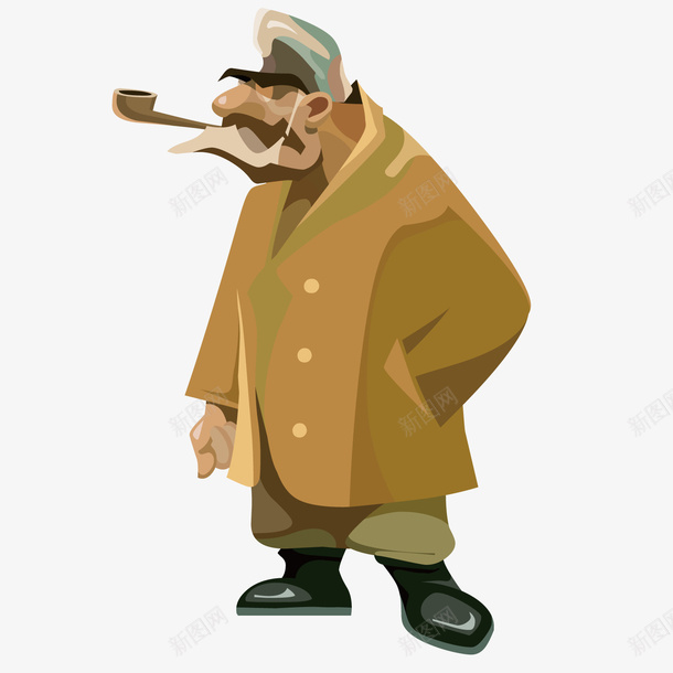一个叼着烟斗的大叔矢量图ai免抠素材_88icon https://88icon.com 大叔 烟斗 男人 矢量图