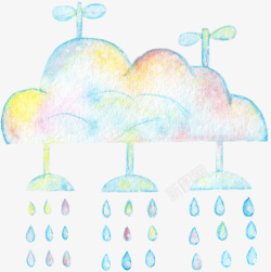 水彩雨点和云朵图案素材