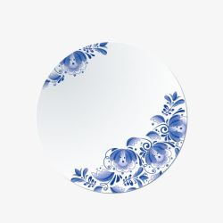 青花瓷器圆花式盘花纹素材