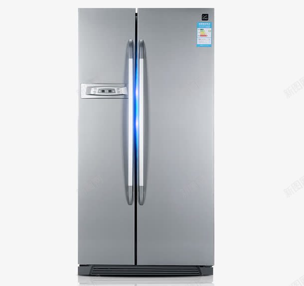 蓝光灰色对开门冰箱png免抠素材_88icon https://88icon.com 冰箱 冷柜 双开门冰箱 多门冰箱 家用电器 对开门冰箱 电器