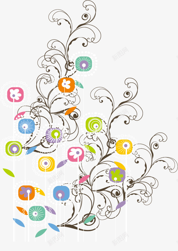 卡通小清新花卉抽象图案矢量图ai免抠素材_88icon https://88icon.com 卡通 小清新花卉 抽象图案 矢量图