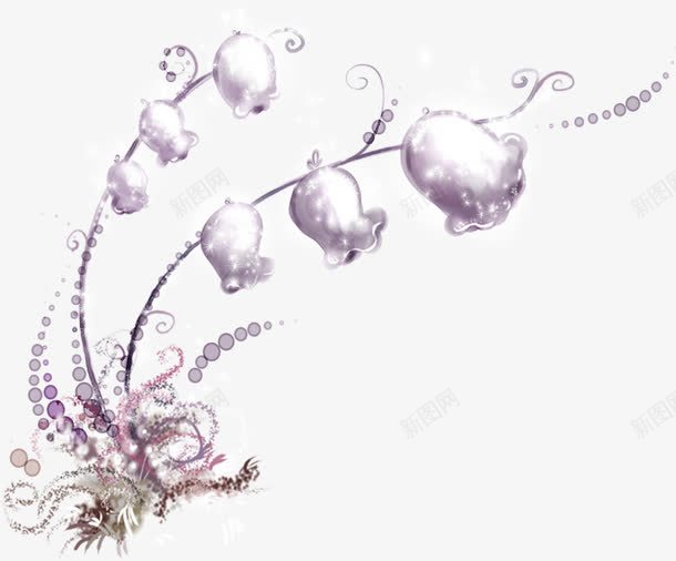 手绘唯美紫色铃兰花朵png免抠素材_88icon https://88icon.com 紫色 花朵