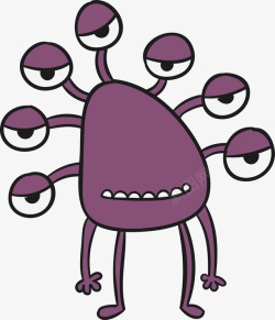 可爱紫色小怪物矢量图素材
