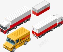 大货车厢式货车交通运输矢量图素材