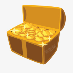 黄色箱子金币金钱矢量图素材