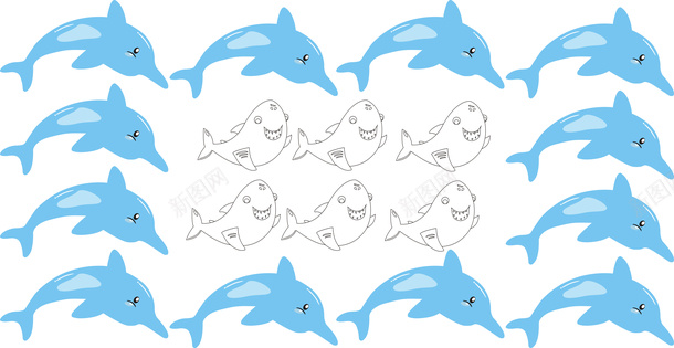 蓝色海豚和黑色线条鲨鱼png免抠素材_88icon https://88icon.com 海豚 蓝色海豚 鲨鱼 鲸鱼 黑色线条鲨鱼