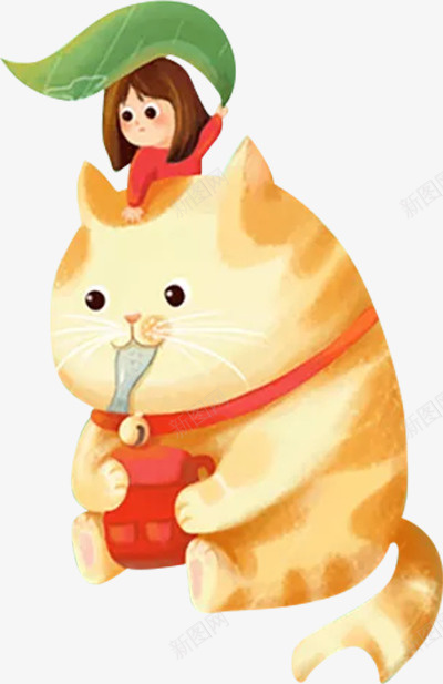 猫女孩叶子背包png免抠素材_88icon https://88icon.com 叶子 女孩 猫 背包