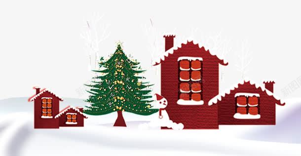 红房子前的圣诞树png免抠素材_88icon https://88icon.com 免费png素材 红房子 节日元素