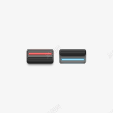 蓝色矩形蓝红色滑块按钮图标图标