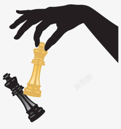 下棋剪影手绘下棋高清图片