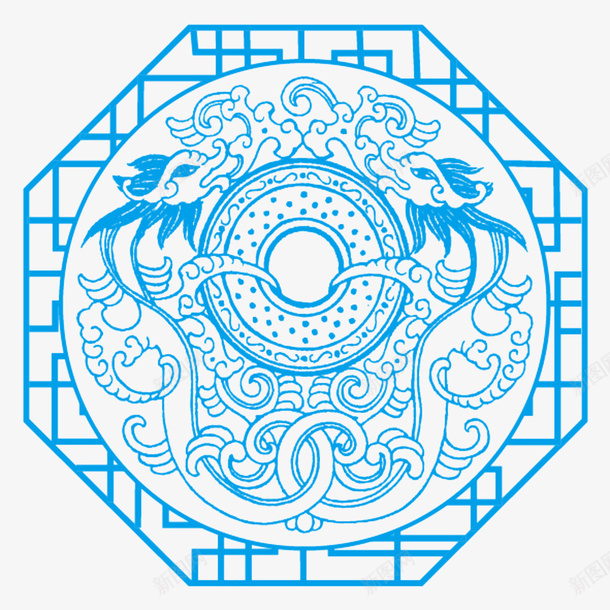 卡通手绘蓝色剪纸png免抠素材_88icon https://88icon.com 中国风 传统剪纸花纹 创意 卡通手绘 窗户花纹 艺术 蓝色