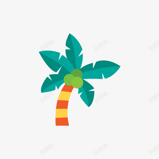 椰子树矢量图ai免抠素材_88icon https://88icon.com 植物 椰子树 矢量椰子树 红色 绿色 黄色 矢量图