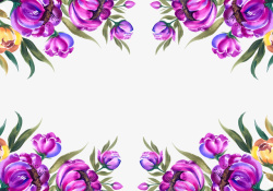 水彩清新北欧紫色花卉边框素材