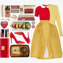 黄色半身裙和配饰素材