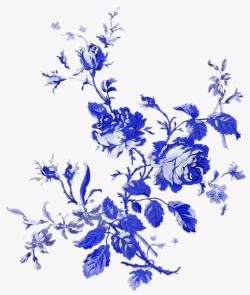 古风蓝色花朵装饰素材