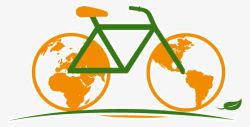 自行车地球创意绿色之行健康理念素材