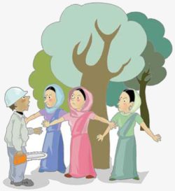 妇女阻止工人非法砍树素材