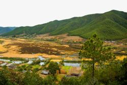 四川泸沽湖四川泸沽湖山乡农田景观高清图片