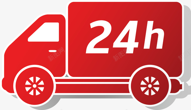 红色扁平化货车图图标图标