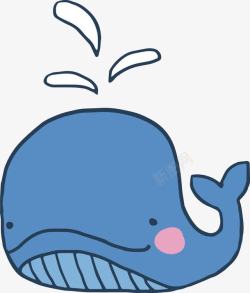 蓝色喷水的鲸鱼素材