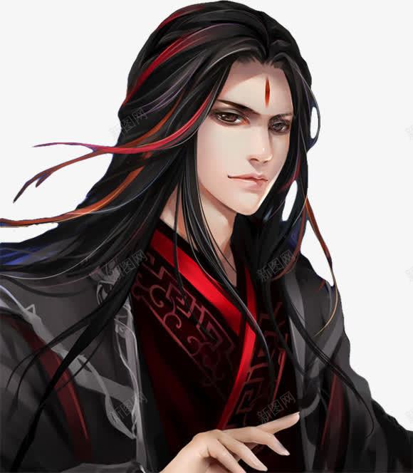 黑发俊美魔尊古风手绘png免抠素材_88icon https://88icon.com 俊美 古风 黑发