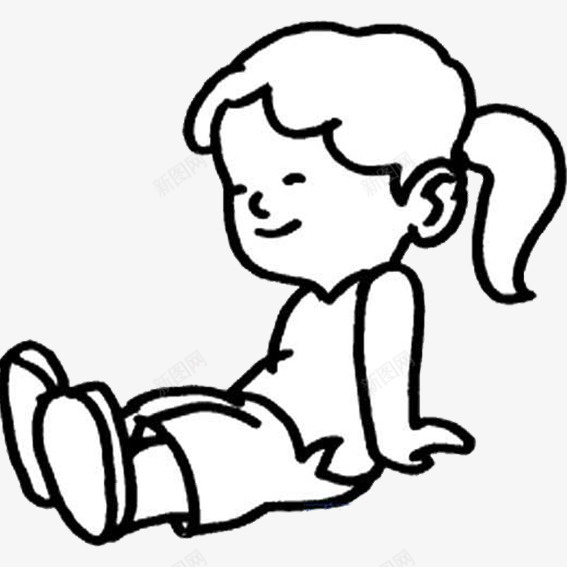 儿童坐姿女孩png免抠素材_88icon https://88icon.com 儿童坐姿 坐在地上 小姑娘 手绘 直腿坐 黑白色