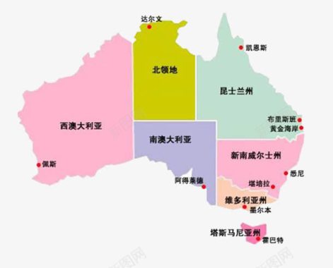 中文标记澳洲地图图标图标