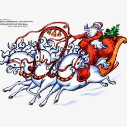圣诞老爷骑着白马车素材