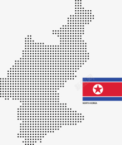 朝鲜北韩地图国旗矢量图素材