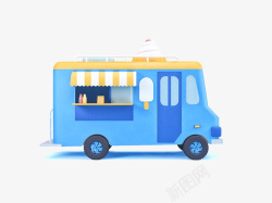 蓝色冰淇淋车素材