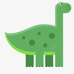 侏罗纪时期绿色的手绘恐龙矢量图高清图片