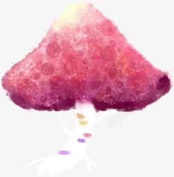 手绘水彩粉色蘑菇素材