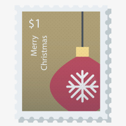 圣诞红色装饰球邮票矢量图素材