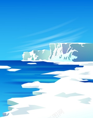 北极冰山背景模板矢量图背景