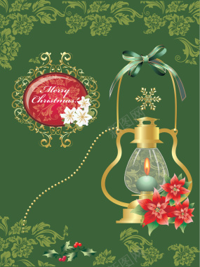 欧式花纹复古浪漫蜡烛圣诞背景矢量图背景