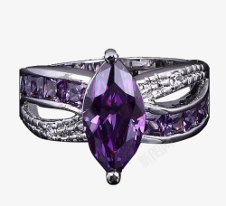 紫色宝石戒指产品实物紫色宝石戒指高清图片